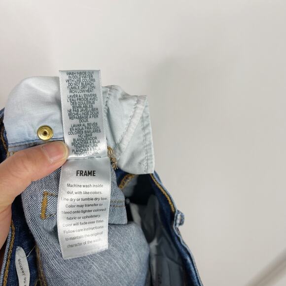 Frame Denim Size 26 Le Skinny De Jeanne Tulip Hem in York Wash Cotton Stretch - Picture 10 of 12